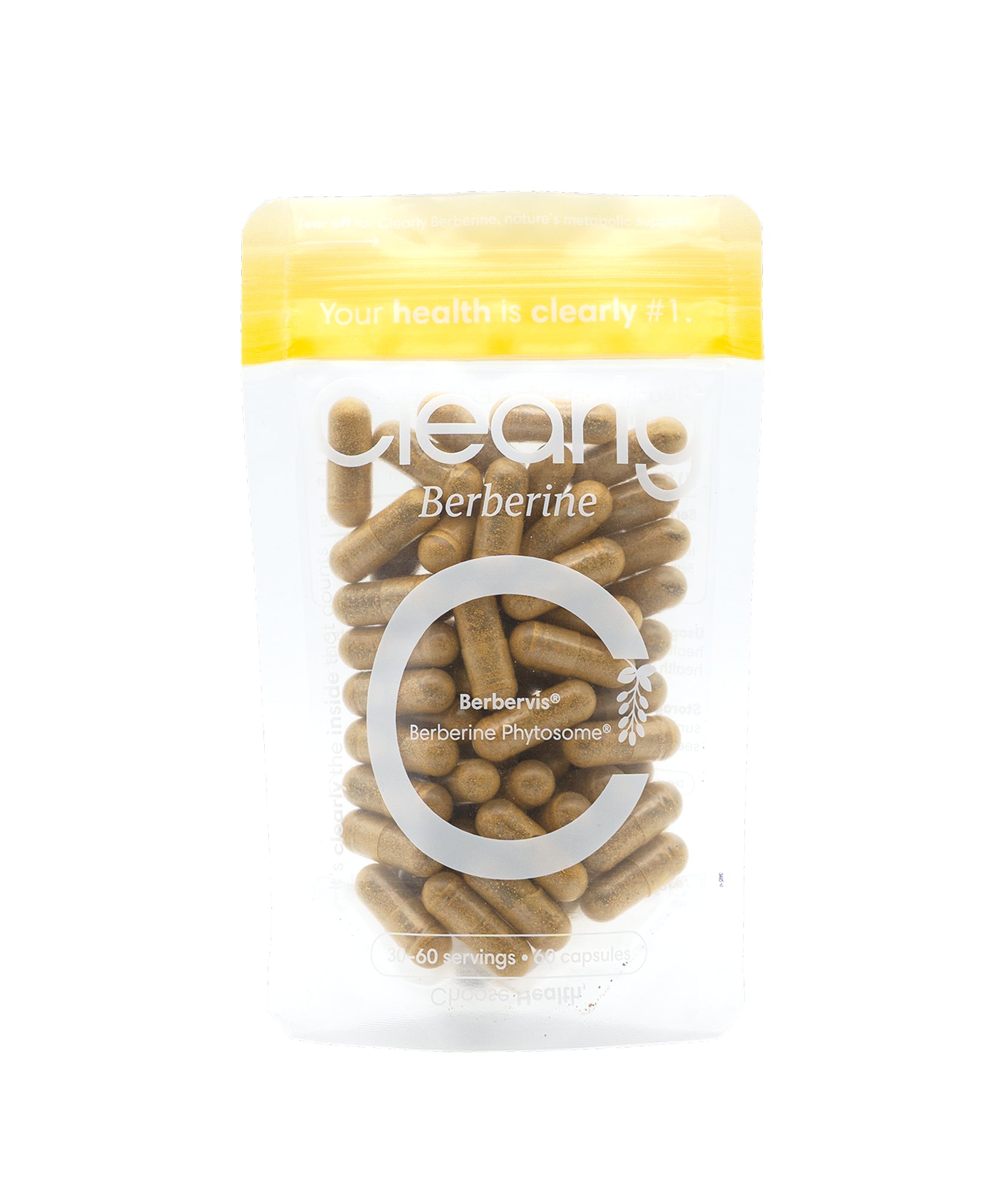 Clearly Berberine capsules in a clear bottle, showcasing the front label and capsule contents.