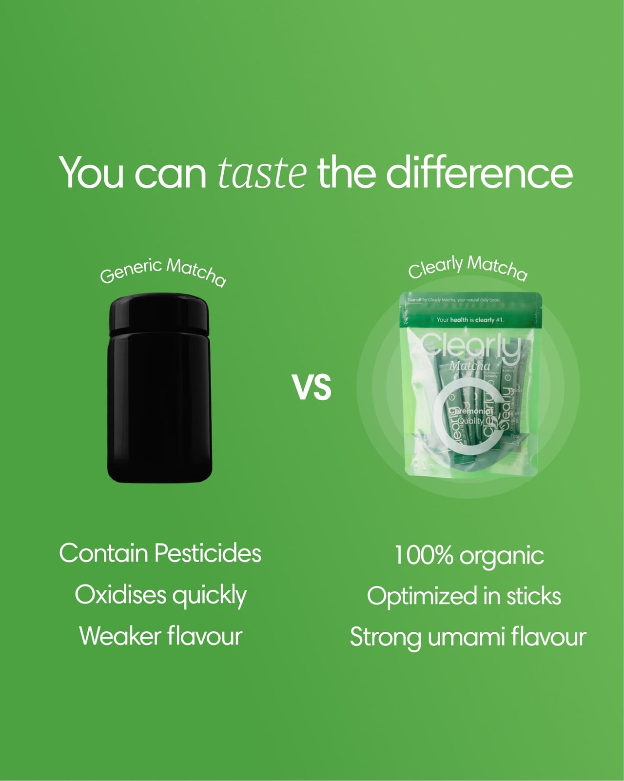 Clearly matcha powder in a bowl with a bamboo whisk, showcasing its vibrant green color and fine texture.